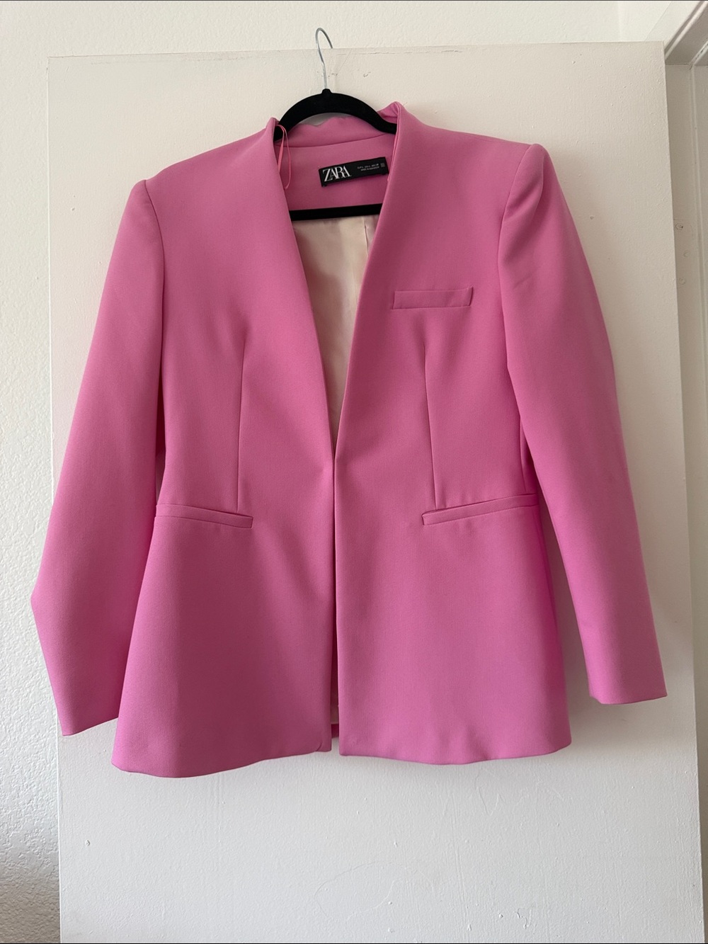 Zara Bright Pink Open Collar Blazer and pantsuit